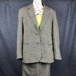 Vintage Stephan Douglas Wool Polyester Bland Skirt Suit w Lime Green Shirt